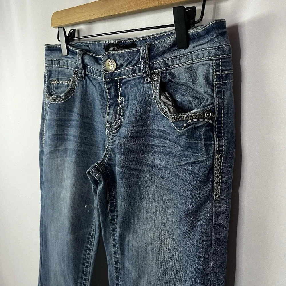 Y2K Rue21 TwentyOne Black‎ Jeans Women Sz 5/6R Light Wash Low Rise Slim Bootcut